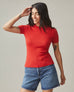 Women's Luxe Rib Crew Tee - Crimson